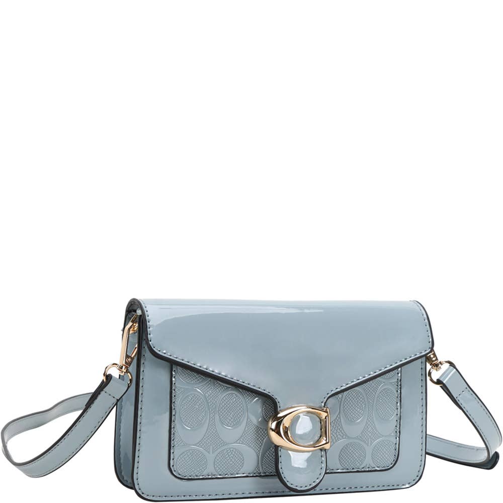 FAUX LEATHER MONOGRAM PATTERN BUCKLE CROSSBODY BA, QP 1365A