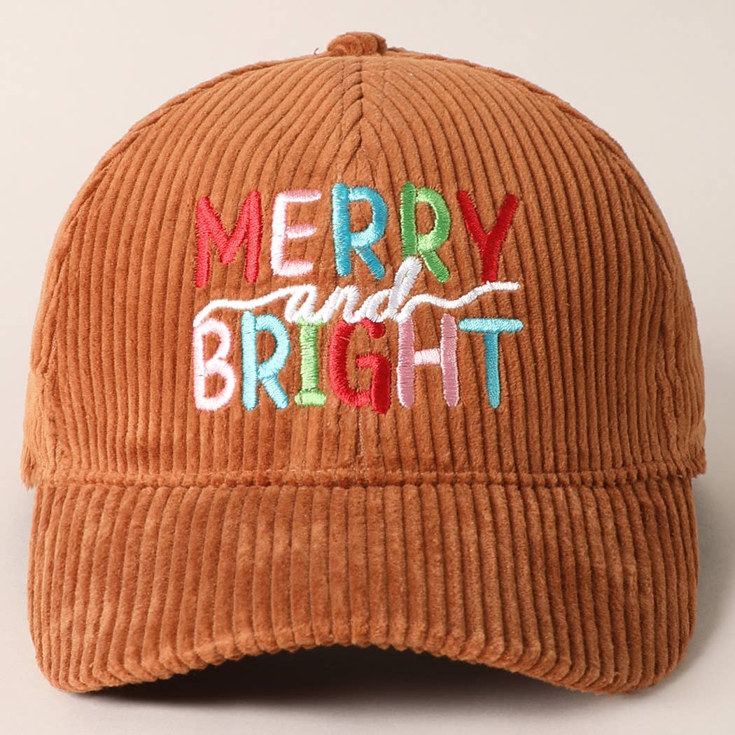 MERRY BRIGHT Embroidery Corduroy Cap