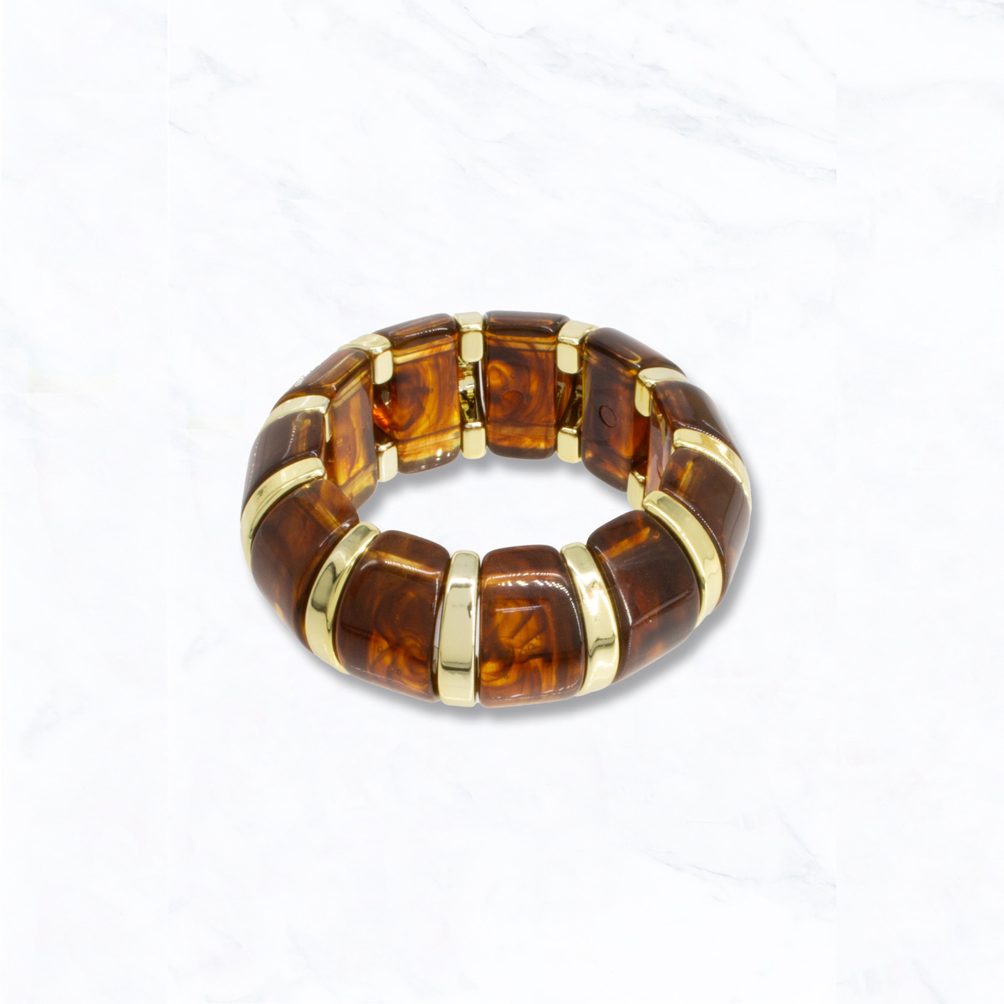 Marbled Stretch Bracelet with Gold Accents
