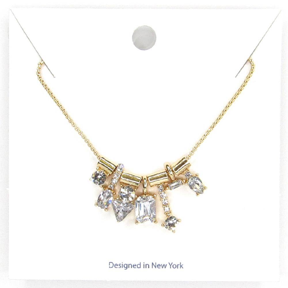 Multishape Rhinestone Pendant Necklace Earring Set 9