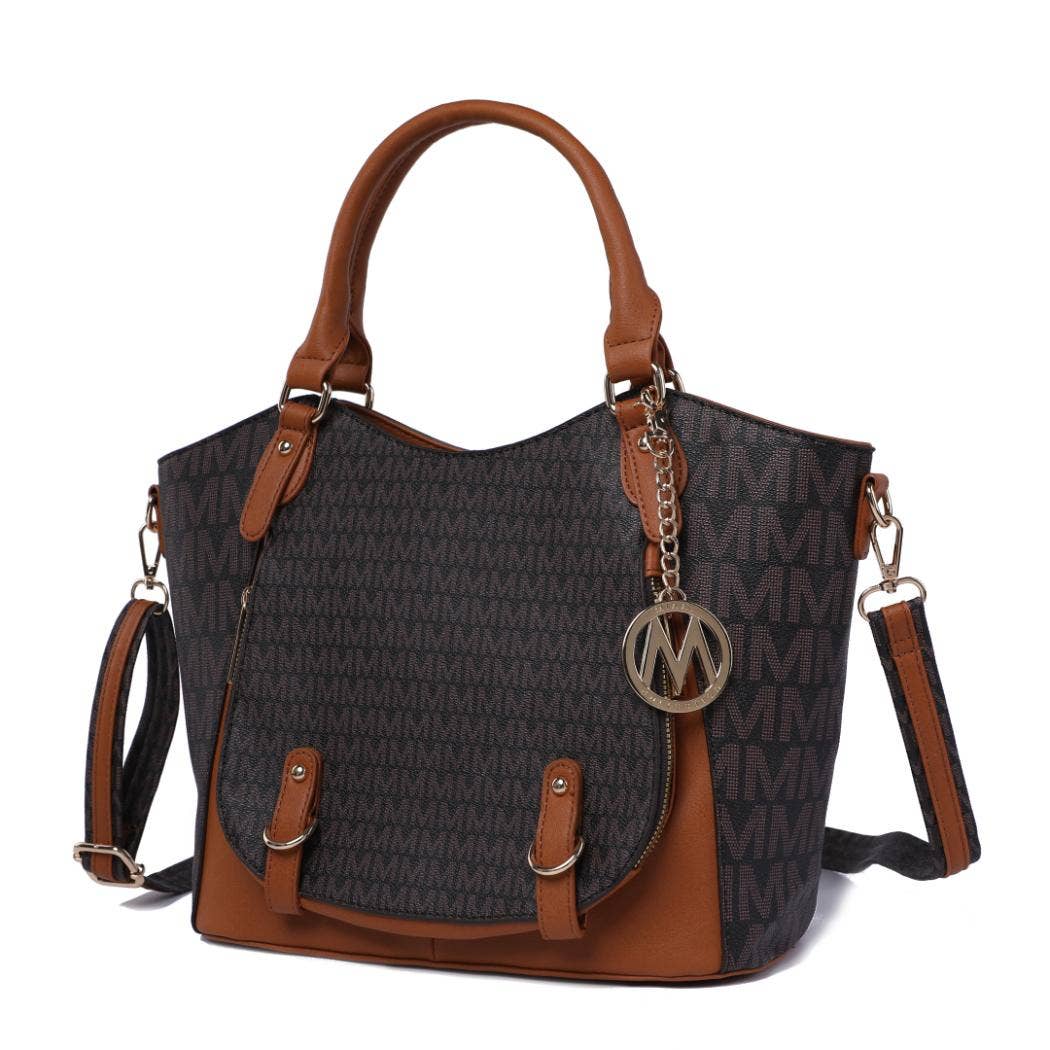 Talula Signature Printed Vegan Leather Satchel Bag by Mia K
