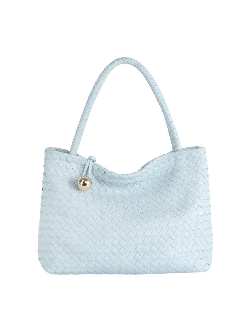 Woven Golden Ball Clasp Tote Bag