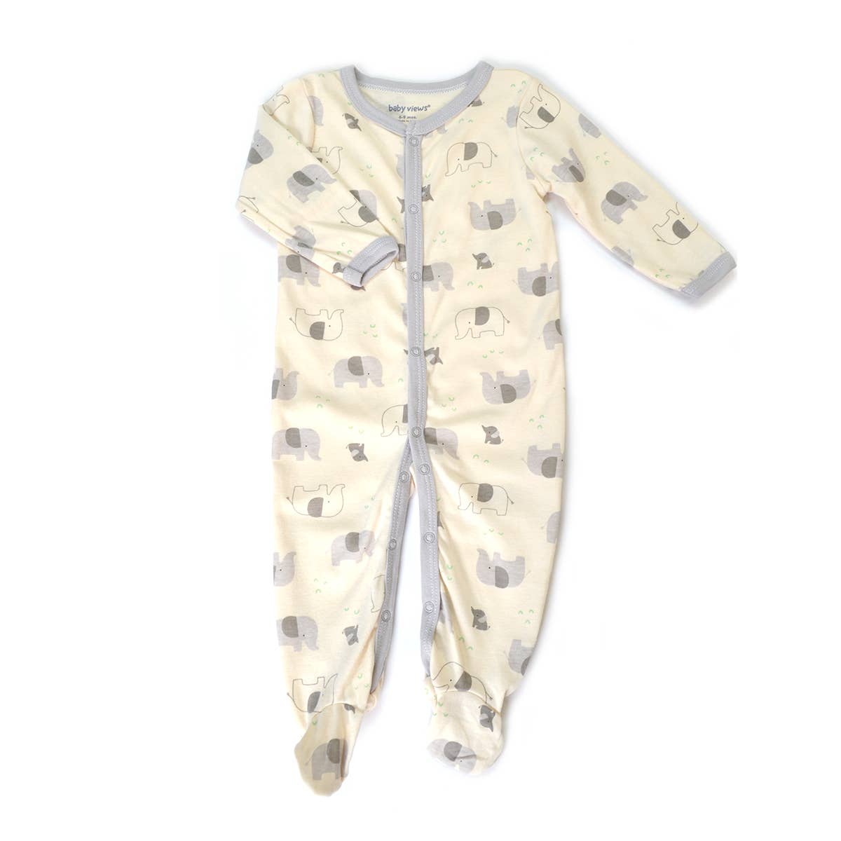 Cute Elephant Pattern Zipper Footie Pajamas Romper