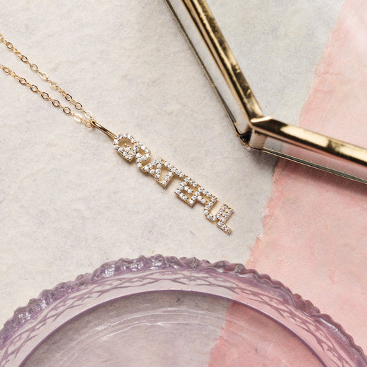 Grateful Pave CZ Gold Pendant Necklace