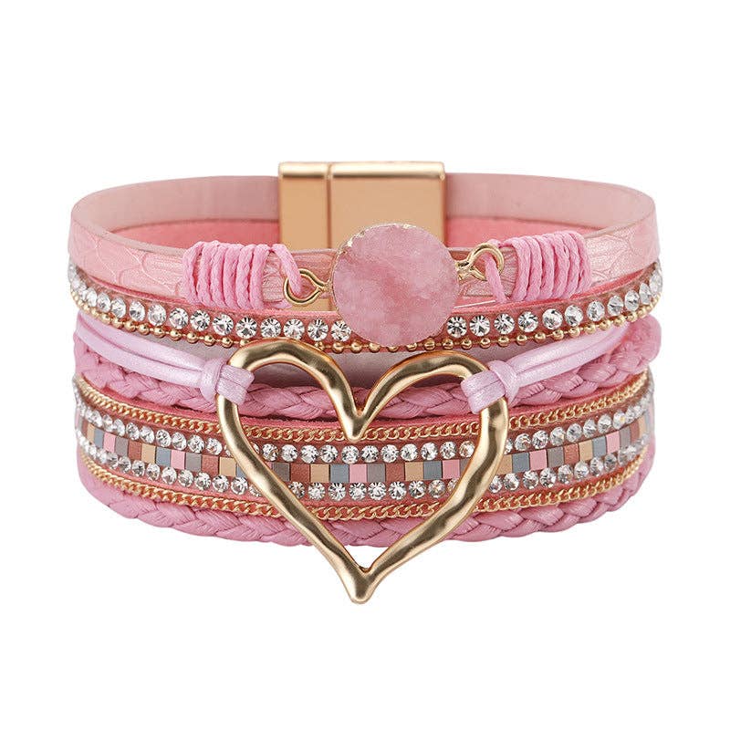 Rhinestone Bohemian Layered Love Bracelet DP25B588