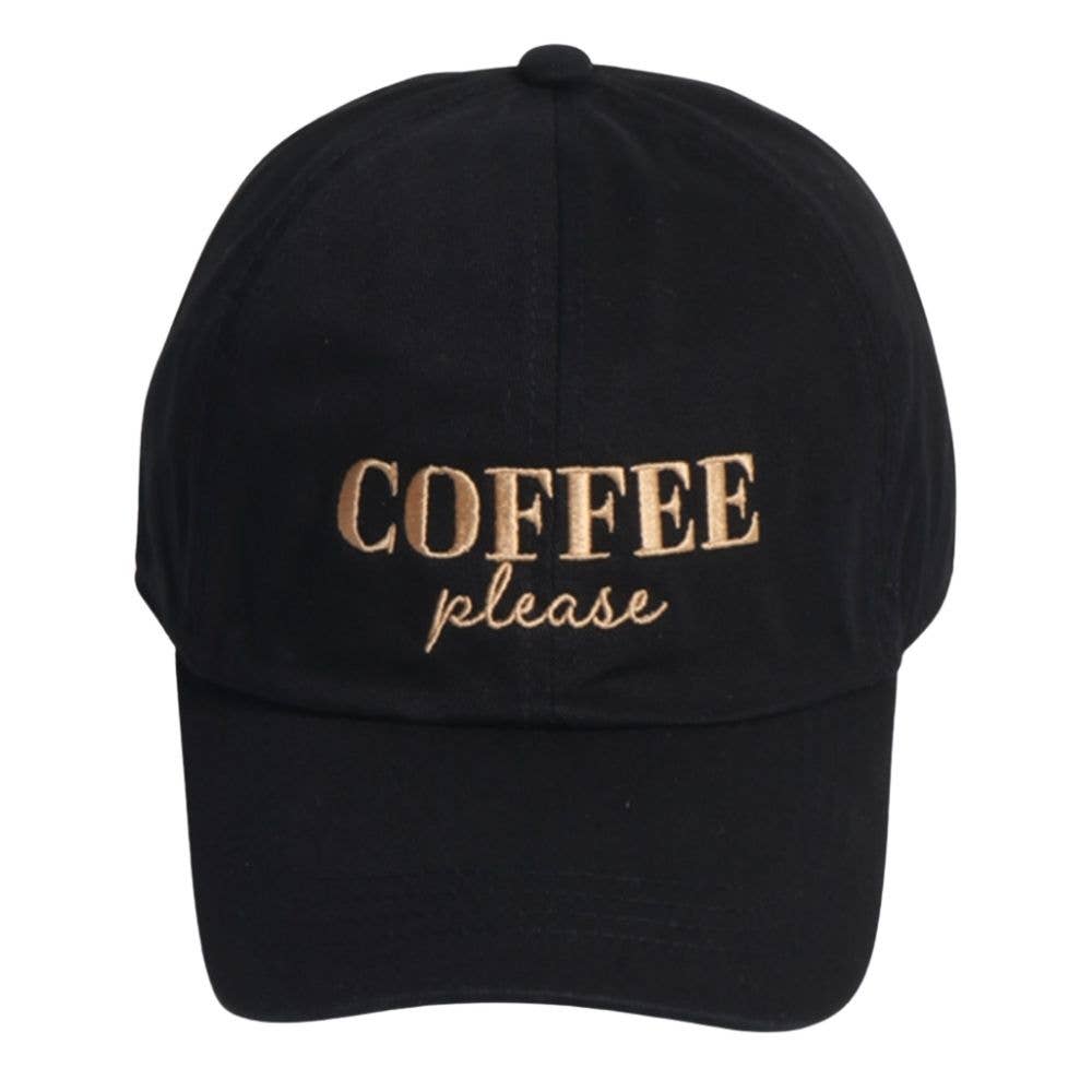 COFFEE PLEASE EMB WASHED CAP, LCAP 5777