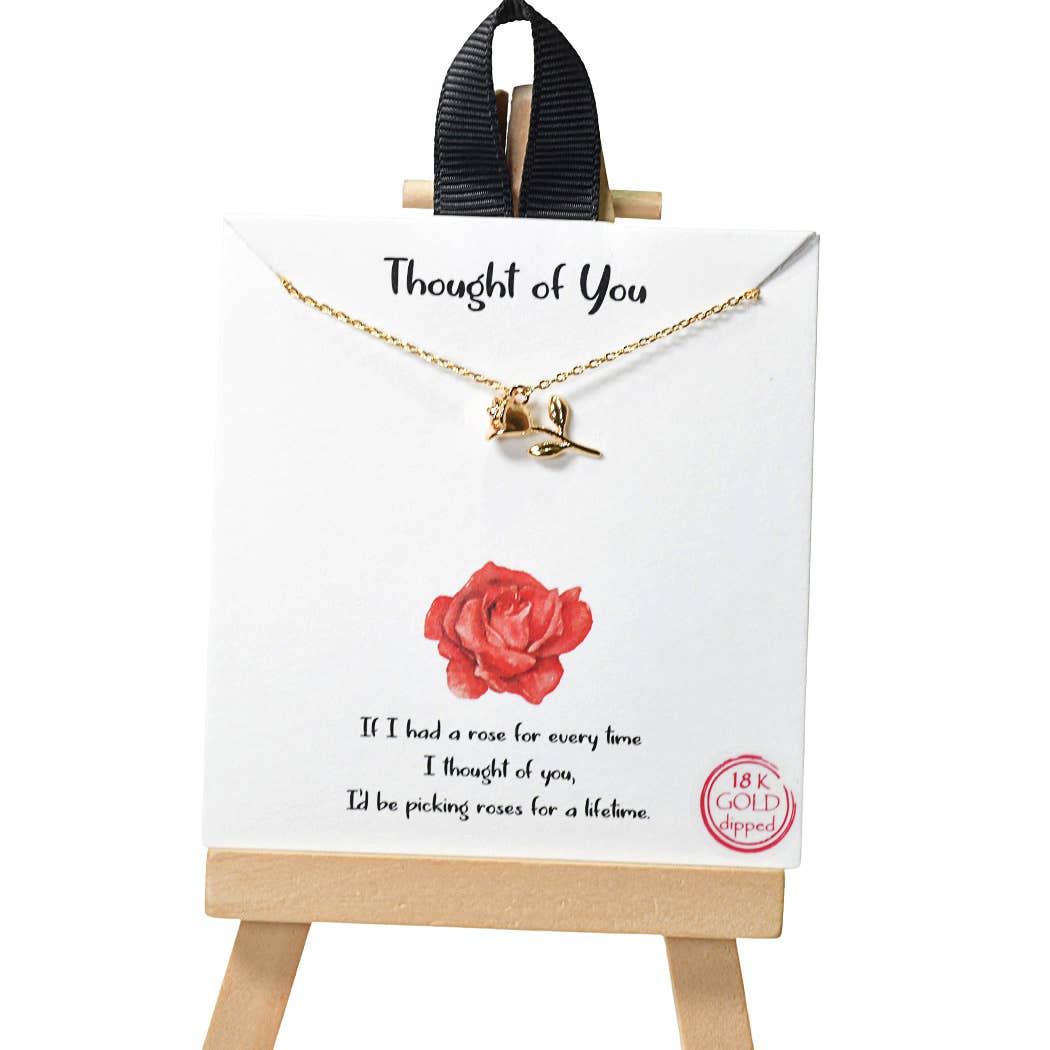Thought of you rose flower necklace