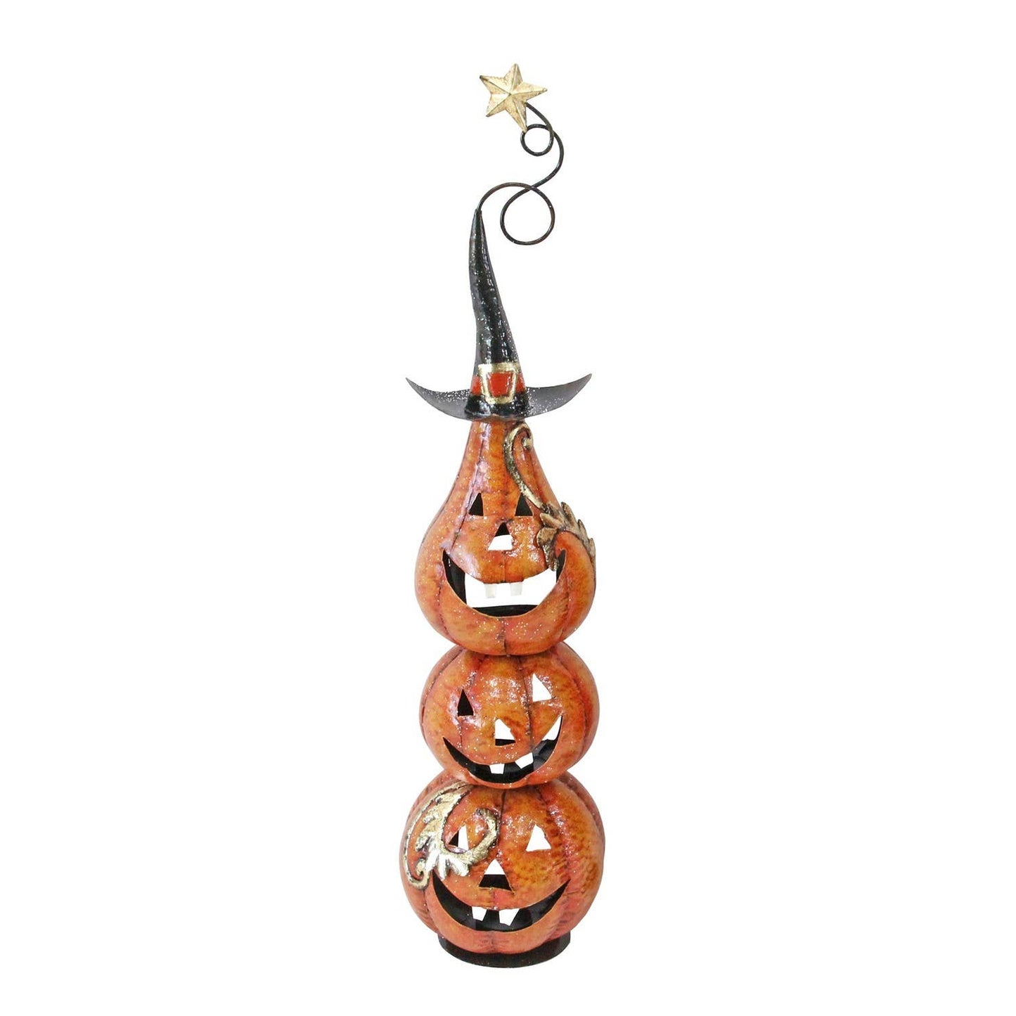 Halloween - 31" Tall Funny Metal Jack-O-Lantern Totem Tower