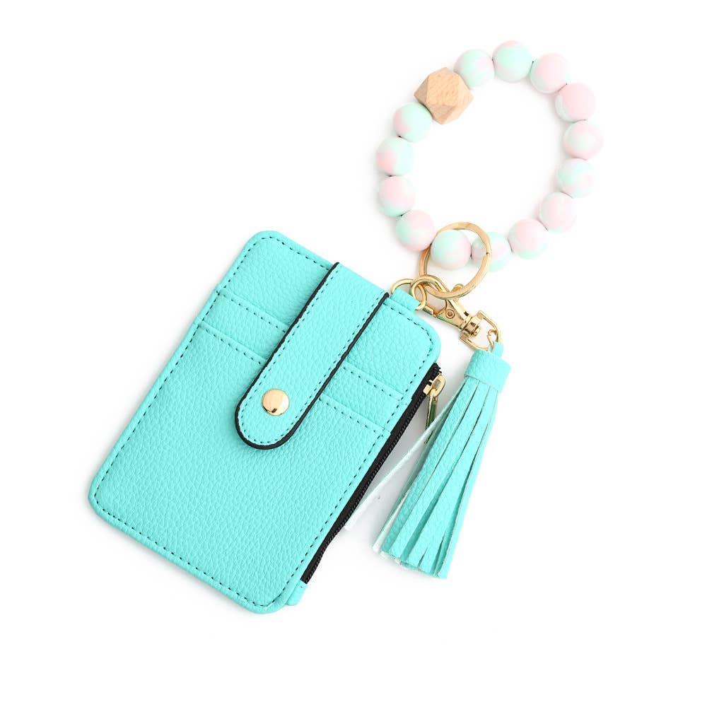 Multi-Colored Leopard Print Bracelet Card Slot Keychain