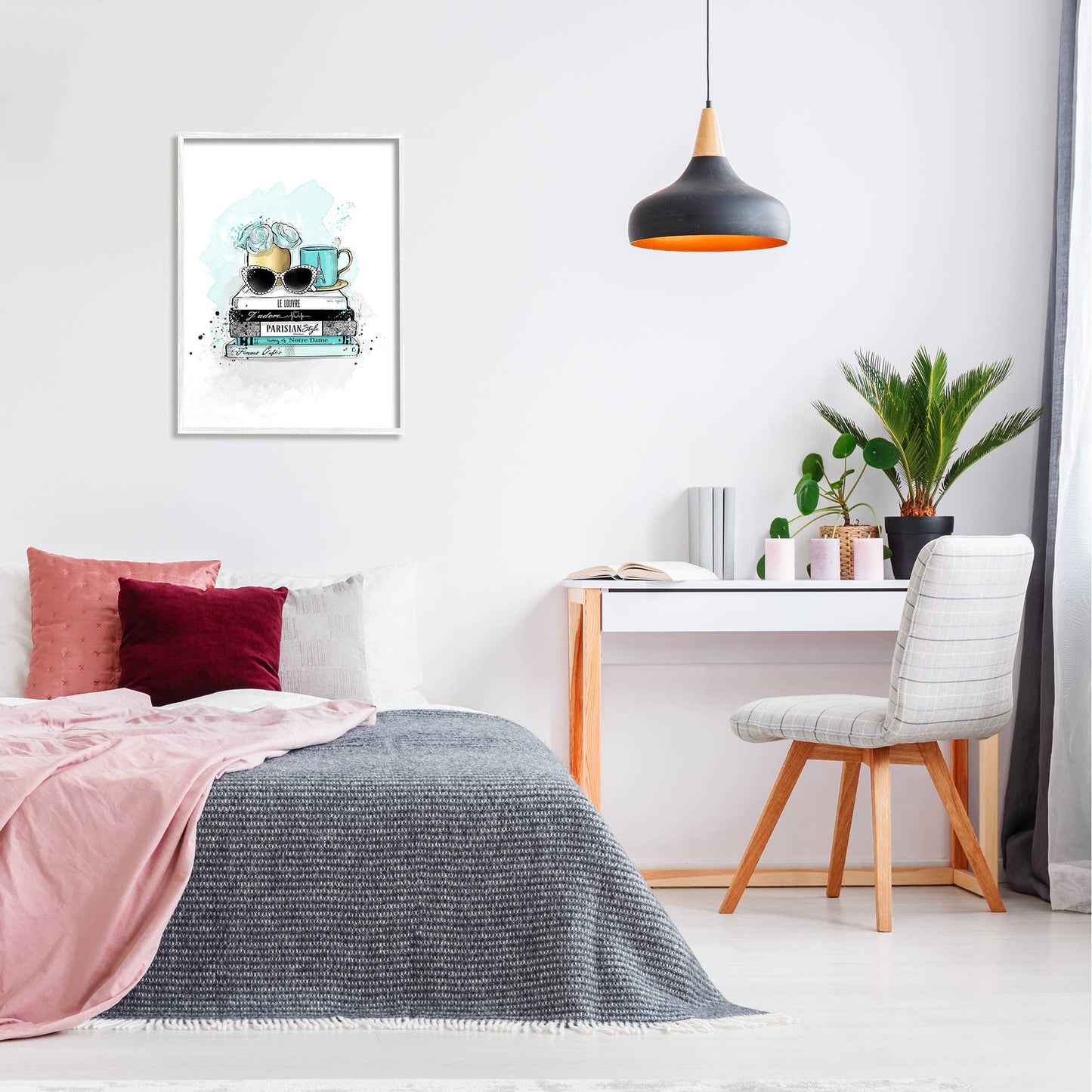 Turquoise Fashion Book Stack - Framed Wall Art