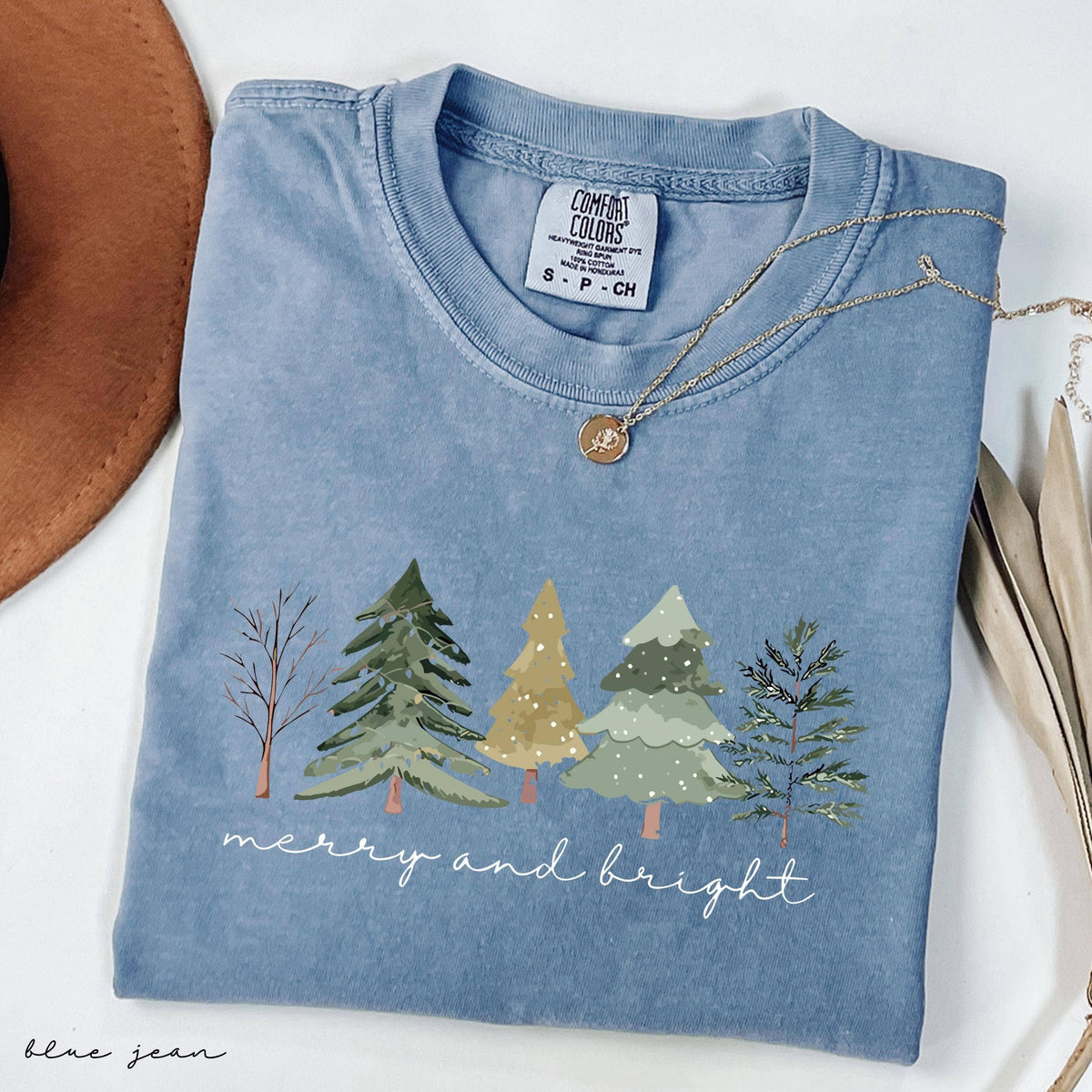 Comfort Colors Merry and Bright Trees, Xmas Holiday Shirt