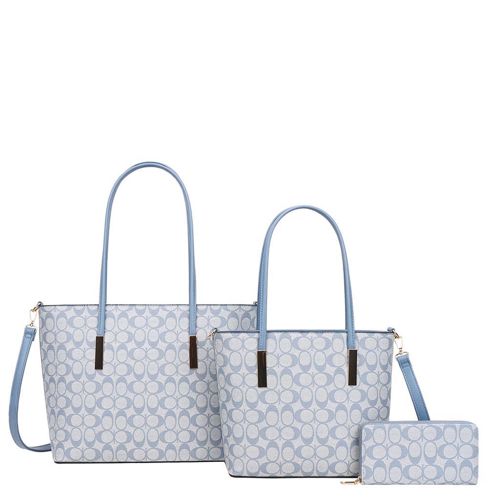 3In1 Oval Tote W Matching Bag Wallet Set XFT-8233S