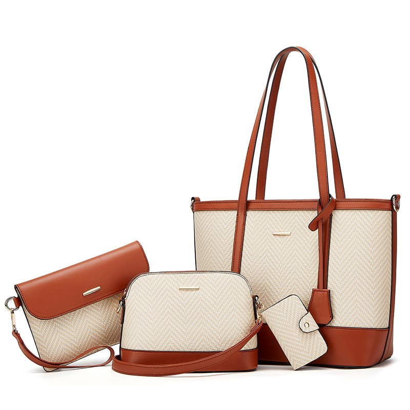 Textured Tote Bag 4-Piece Set