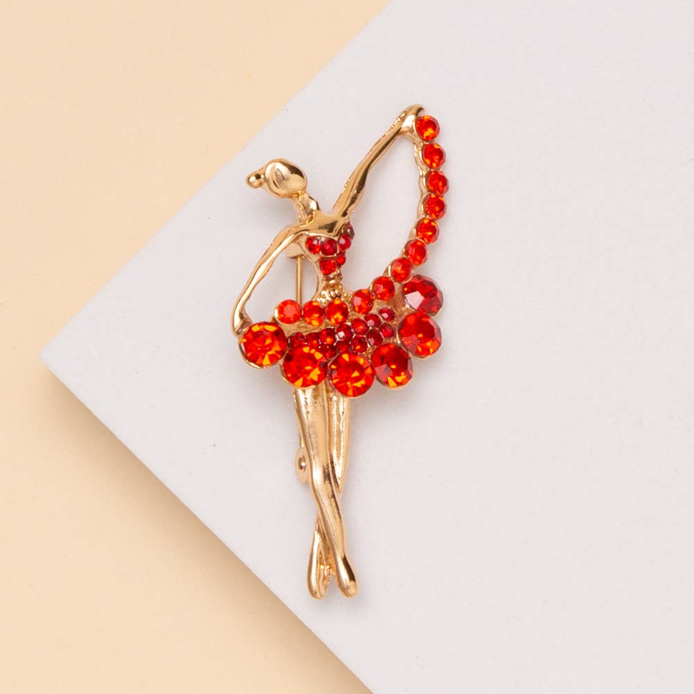 Rhinestone Ballerina Pin Brooch