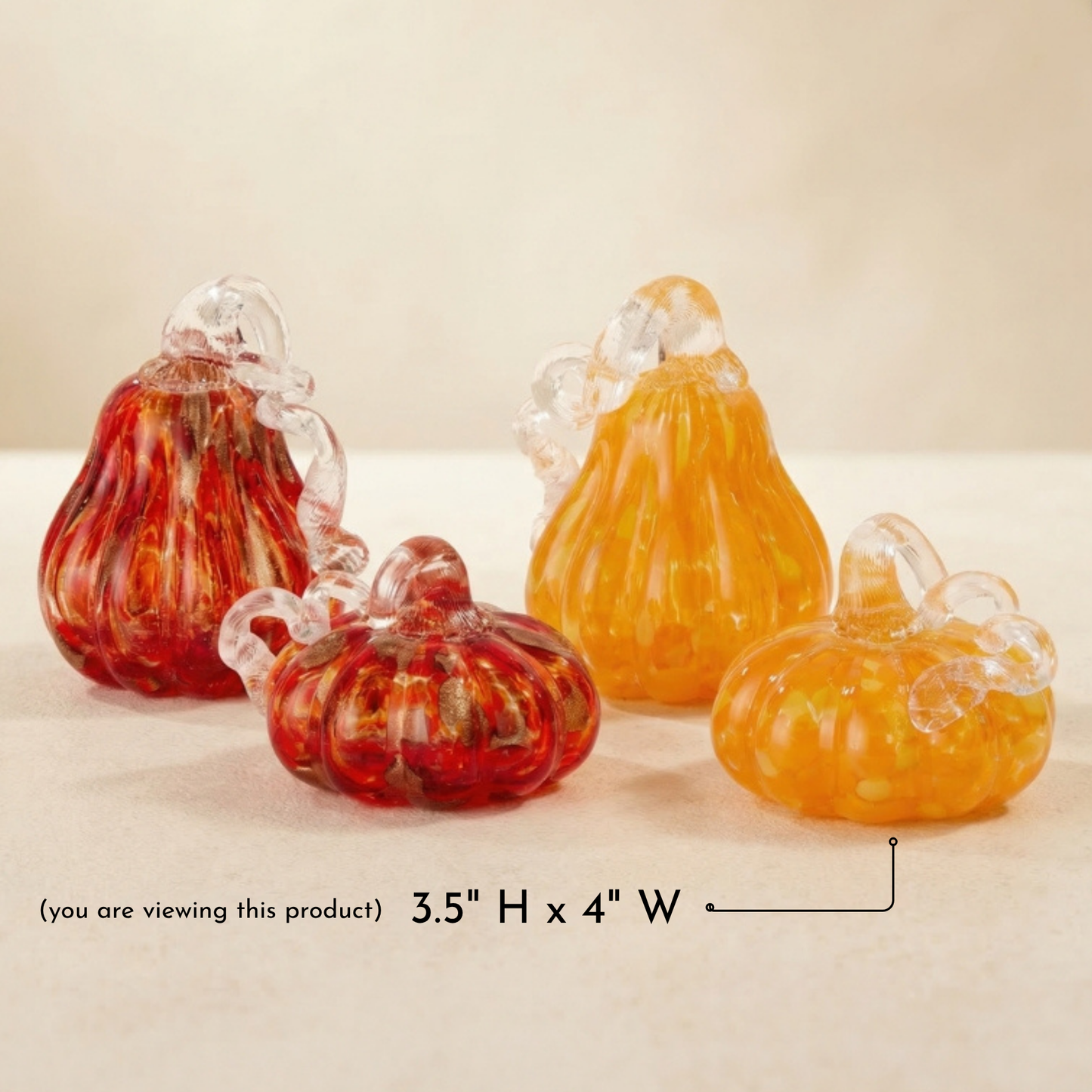Light Orange & Yellow Glass Pumpkin - 4"