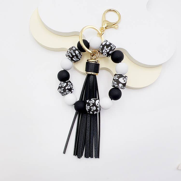 Vintage Beaded Tassel Bracelet Keychain