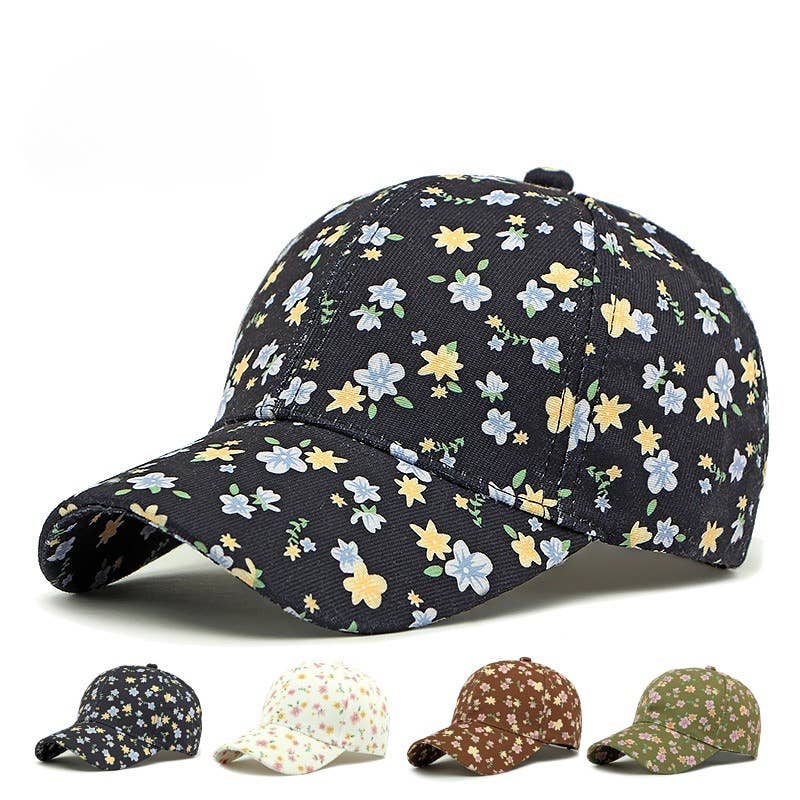 Boho floral print baseball cap