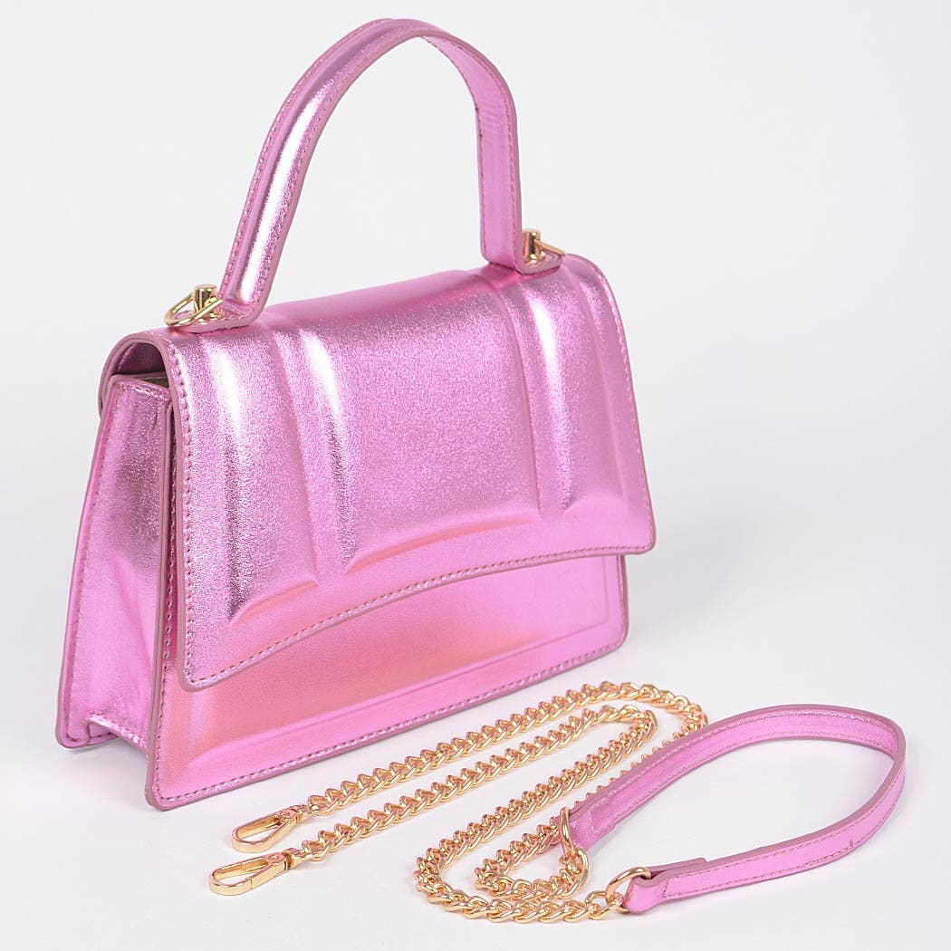 Metallic Top Handle Crossbody Bag