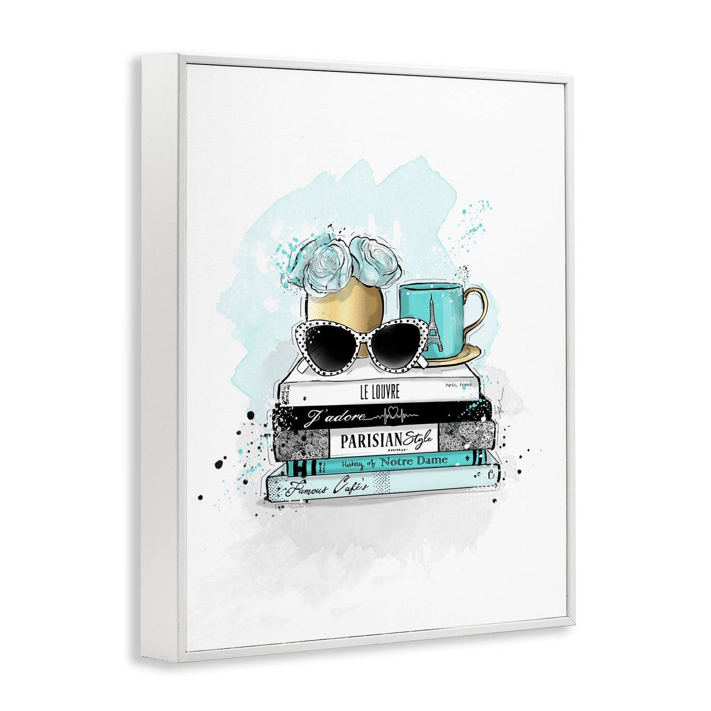 Turquoise Fashion Book Stack - Framed Wall Art