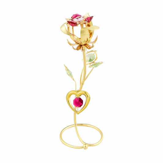 24K GOLD-PLATED SMALL ROSE W/ HEART MAGNET AND SWAROVSKI CRYSTALS