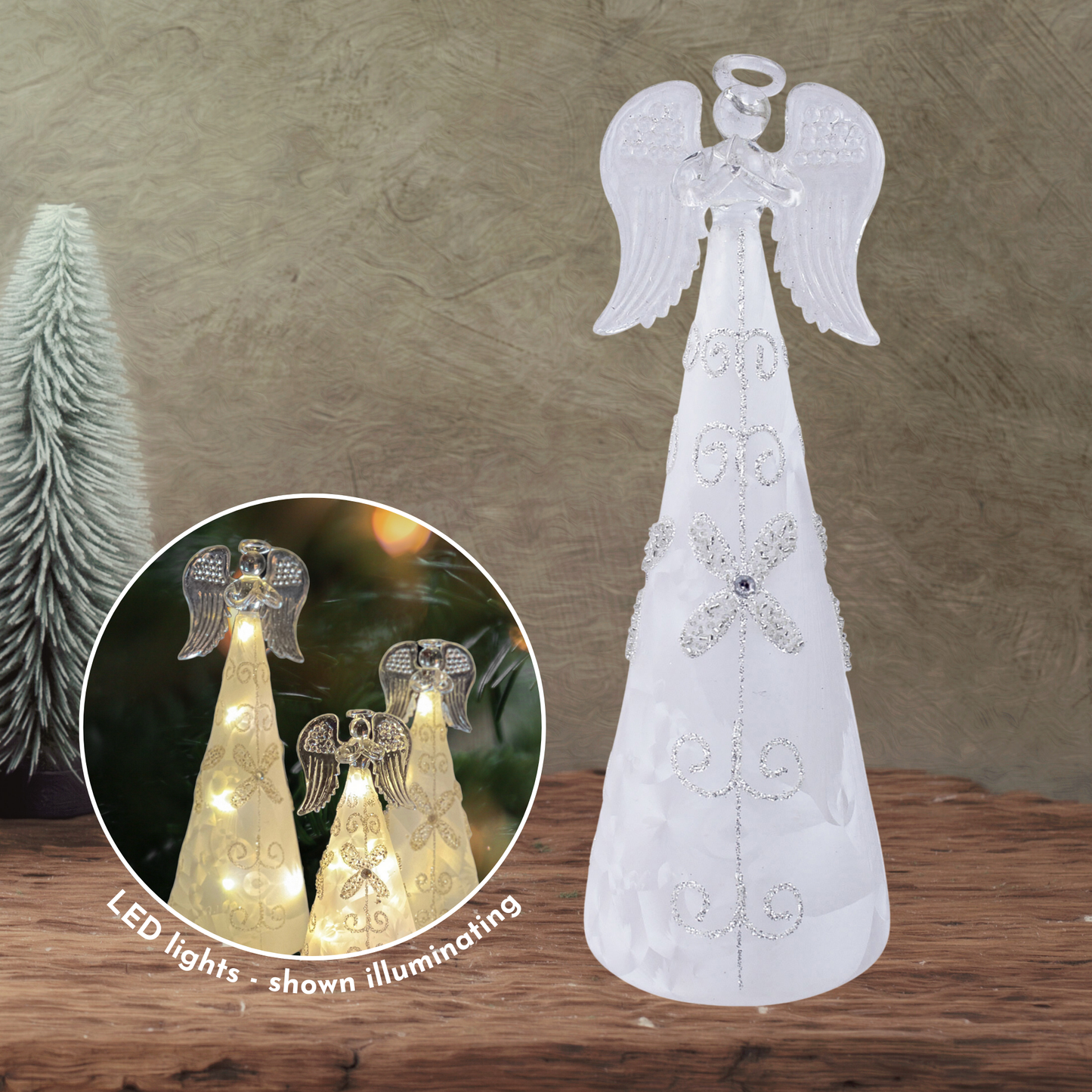 Light Up Standing Angel w/ Floral Detailing (large)