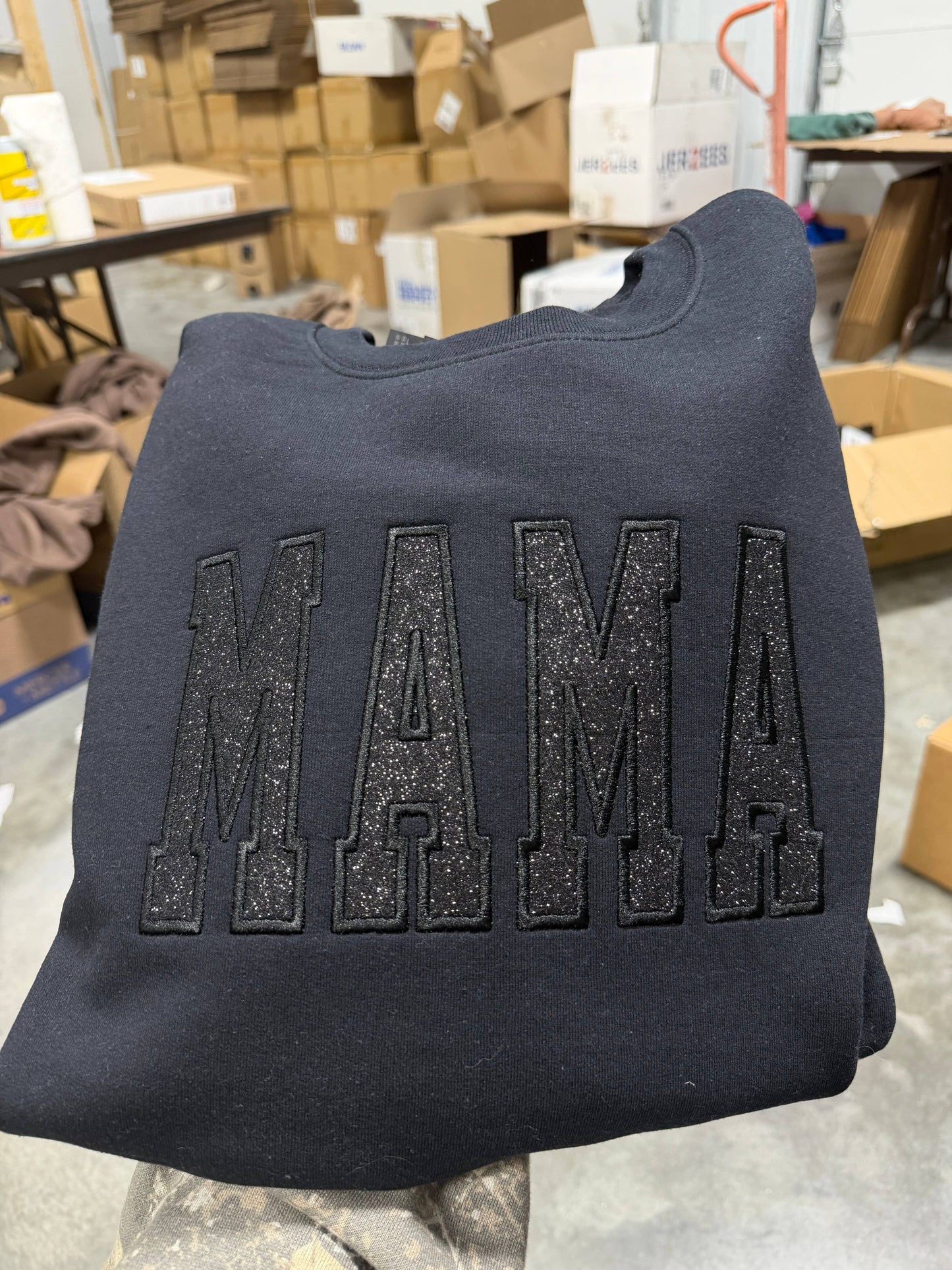 MAMA Embroidered Glitter crewneck