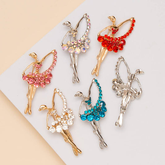Rhinestone Ballerina Pin Brooch