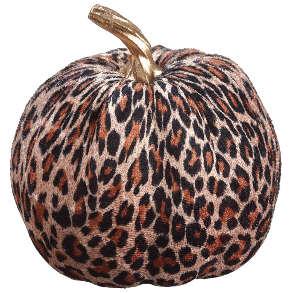 6"H x 5.25"D Leopard Pattern Velvet Pumpkin Brown Beige