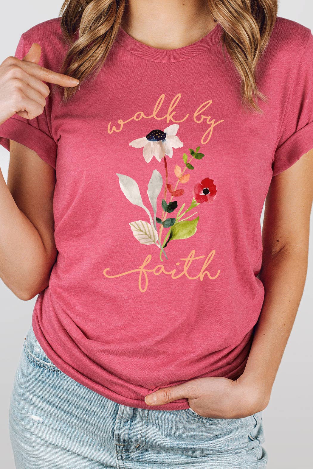 Walk By Faith Flowers Florals Spring Easter Graphic Tee