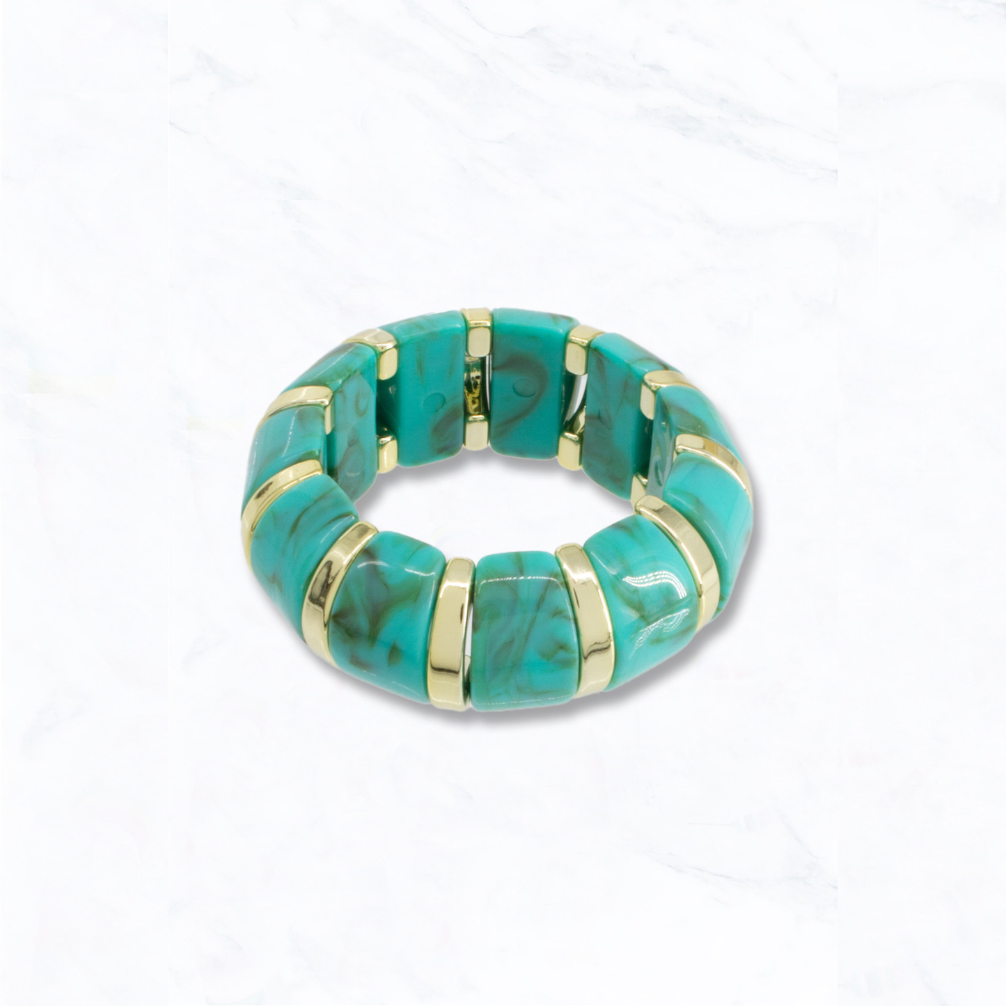 Marbled Stretch Bracelet with Gold Accents