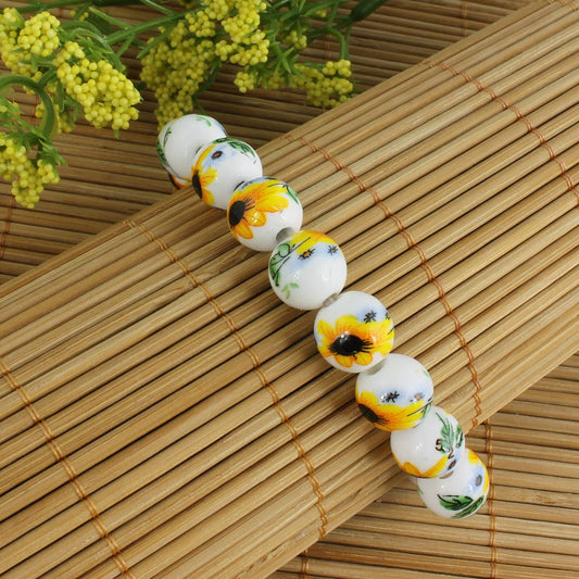 Vintage Yellow & White Ceramic Stretch Bracelet