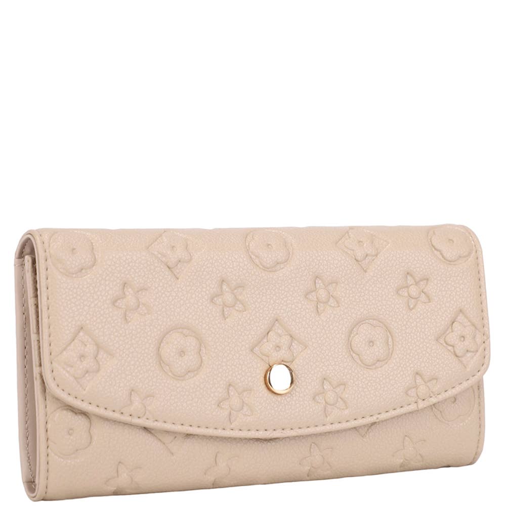 TW0236 Textured Design Button Flap Wallet