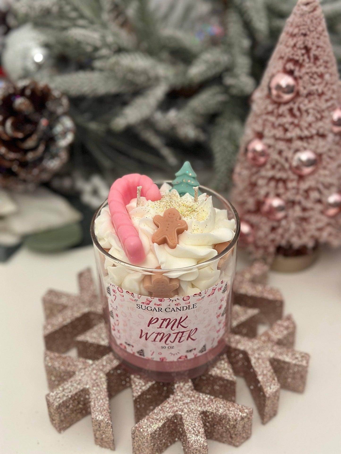 Pink Winter Candle – holiday gift & winter candle