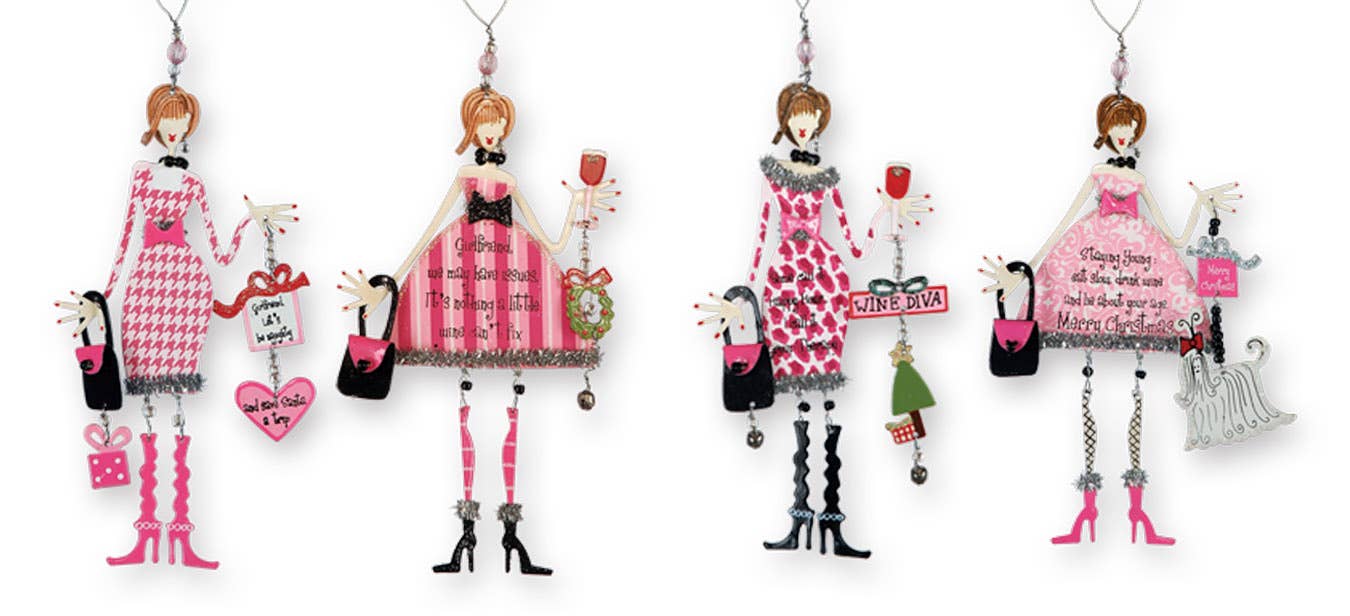 Girl Holidays Ornament 4 Asst