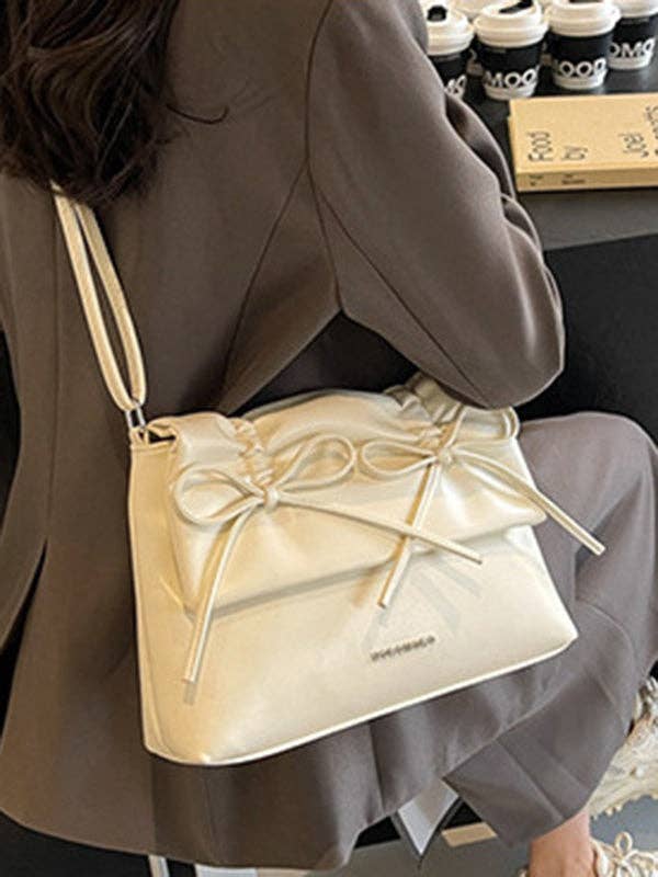 Bowknot Pleated Solid Color Crossbody Bags