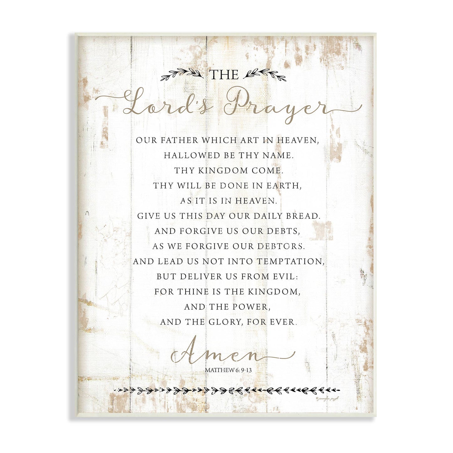 The Lords Prayer Our Father Rustic Distressed White Wall Art