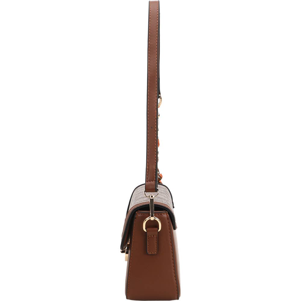 MONOGRAM FAUX LEATHER SHOULDER CROSSBODY BAG WAL, 8PS 1362A