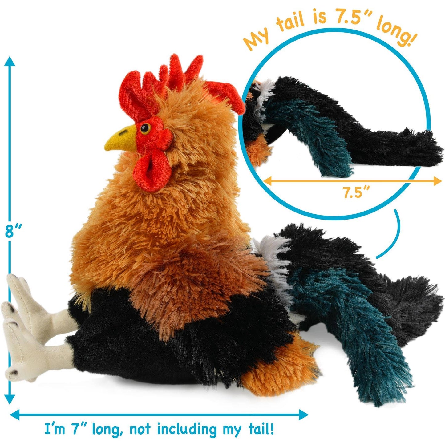 Riley The Rooster - 8 Inch Chicken Stuffed Animal Plush
