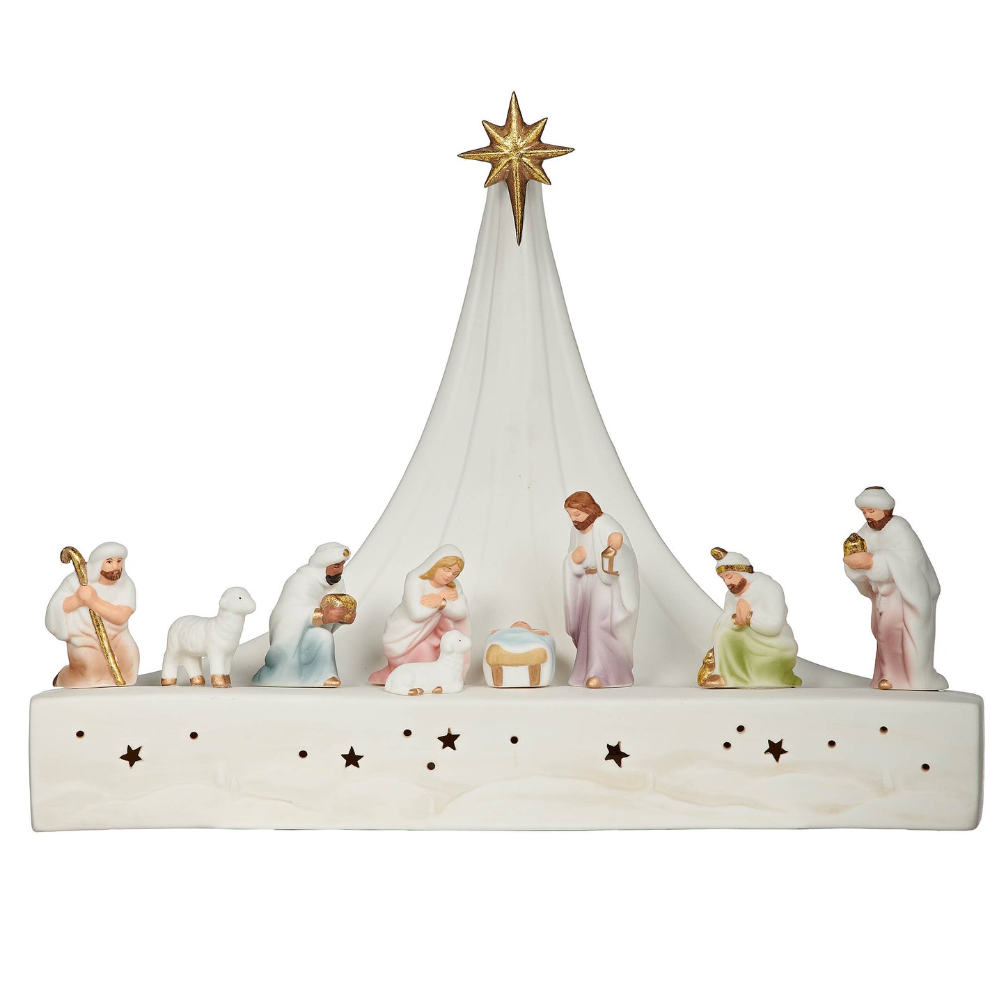 7.25"H LED Porcelain Nativity Scene Display