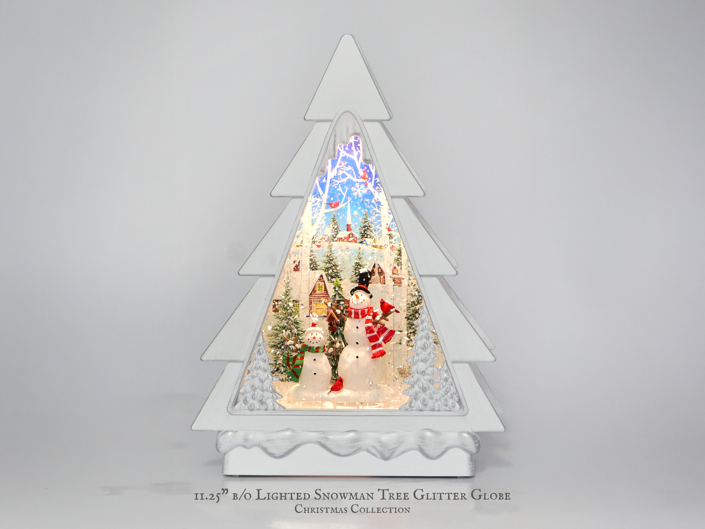 11.25" Lighted Snowman Tree Glitter Globe Christmas Decor