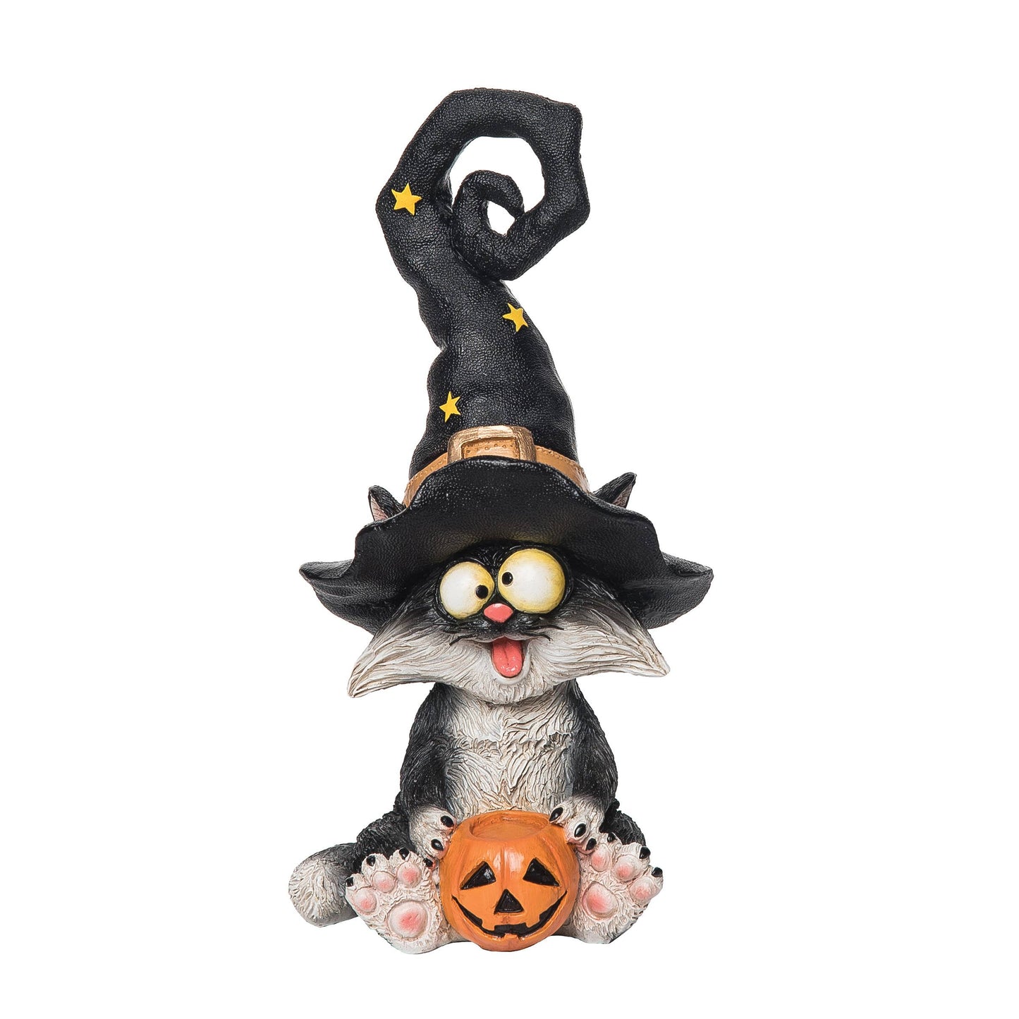 Halloween Black Cat With Witch Hat Figurine