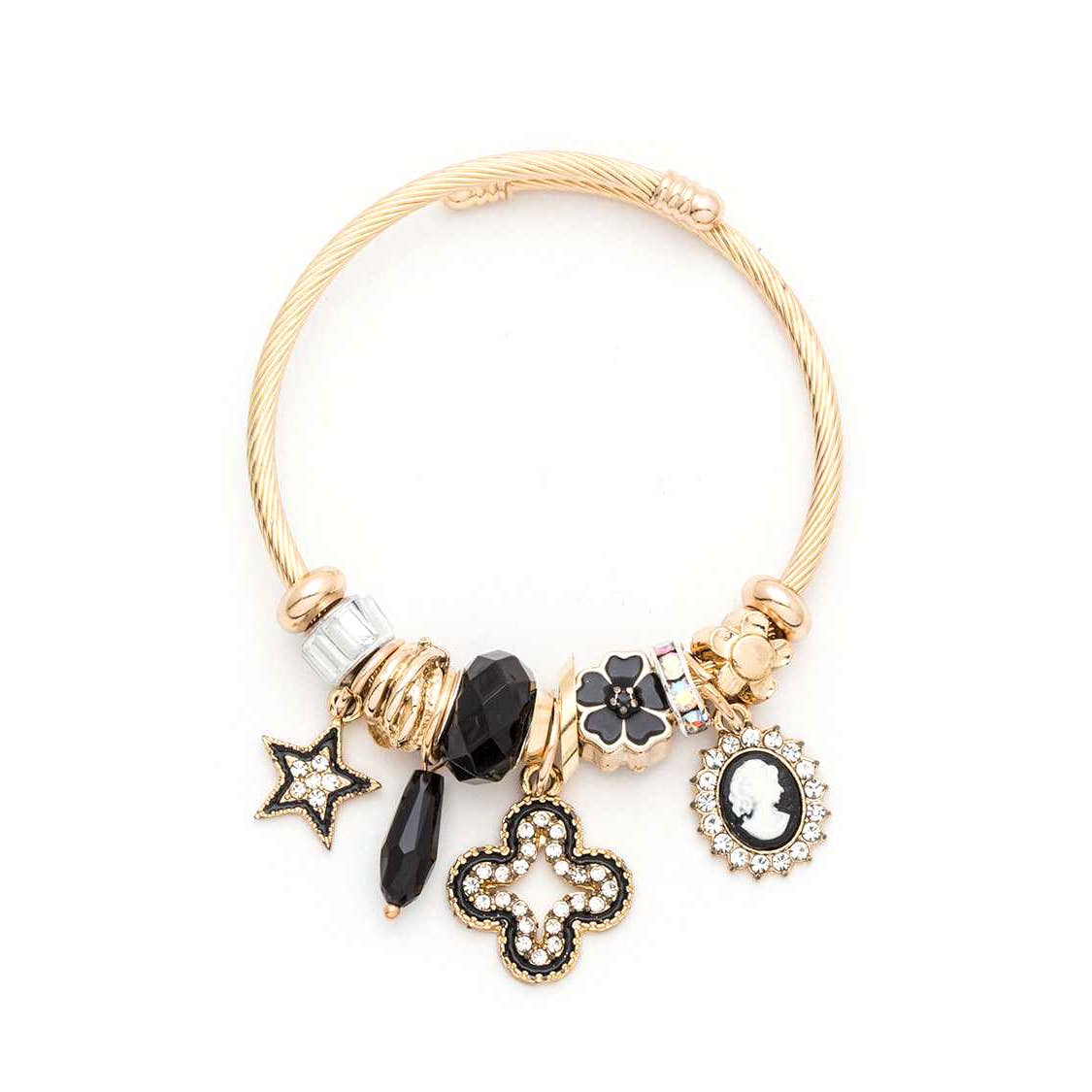 Crystal Mix Charm Crystal Cameo Heirloom  Bracelet