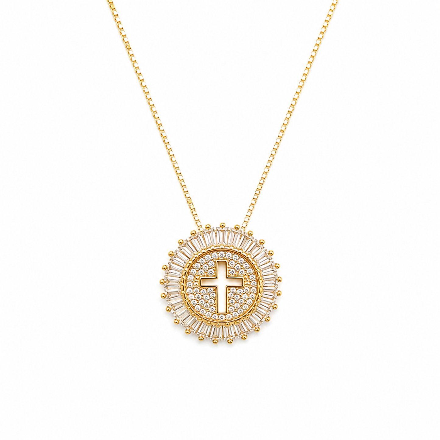 Shine Circle Cross Necklace