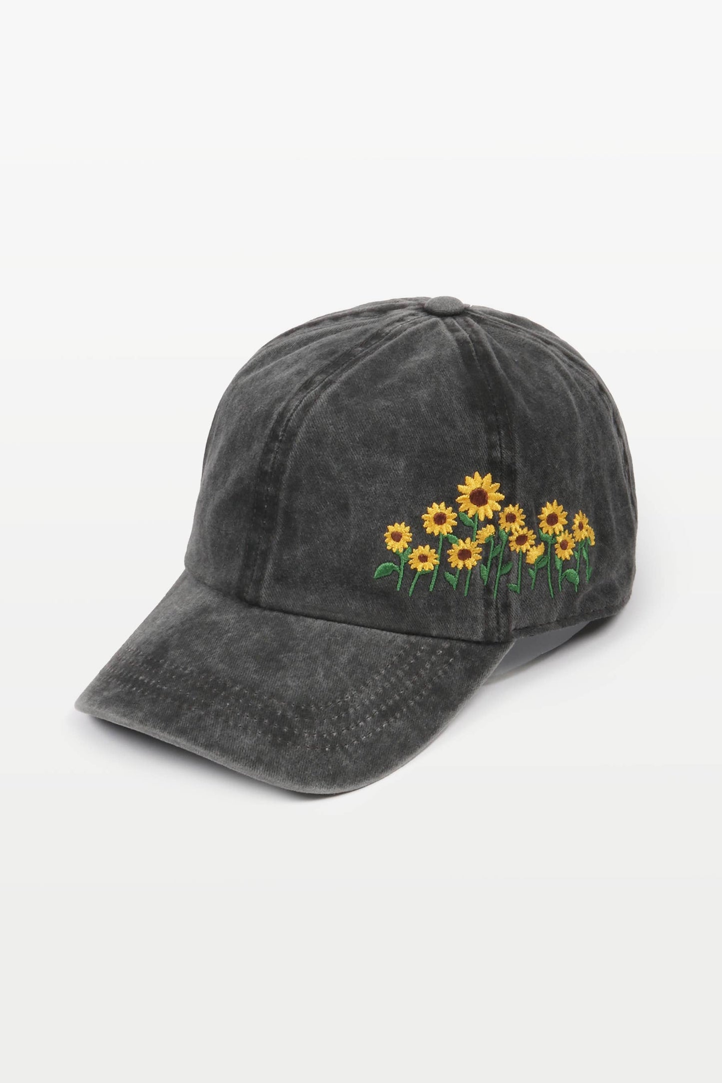 Sunflowers Side Embroidery Cotton Baseball Cap