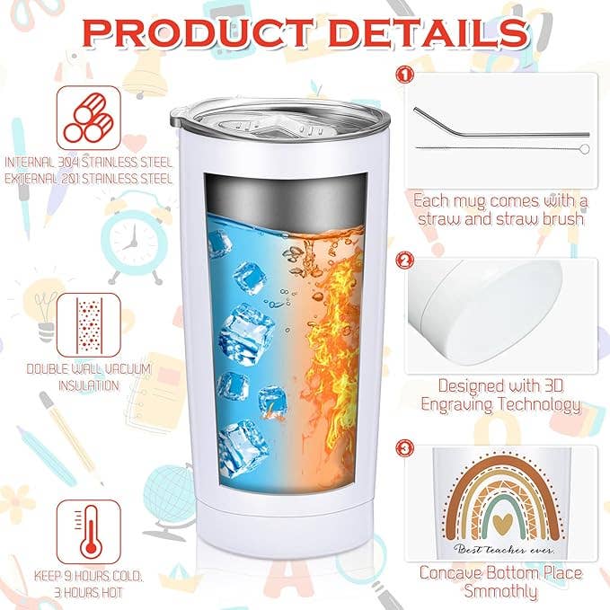 20 oz Rainbow Tumbler with Lids & Straws