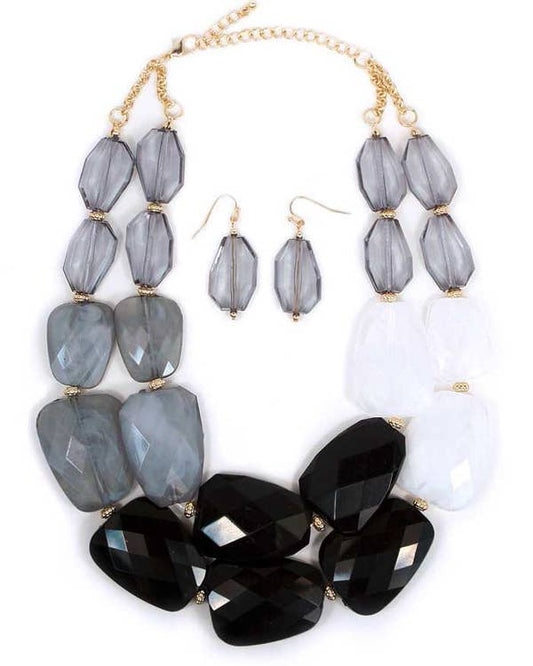 ( R249 )  CHUNKY  STONE NECKLACE SET