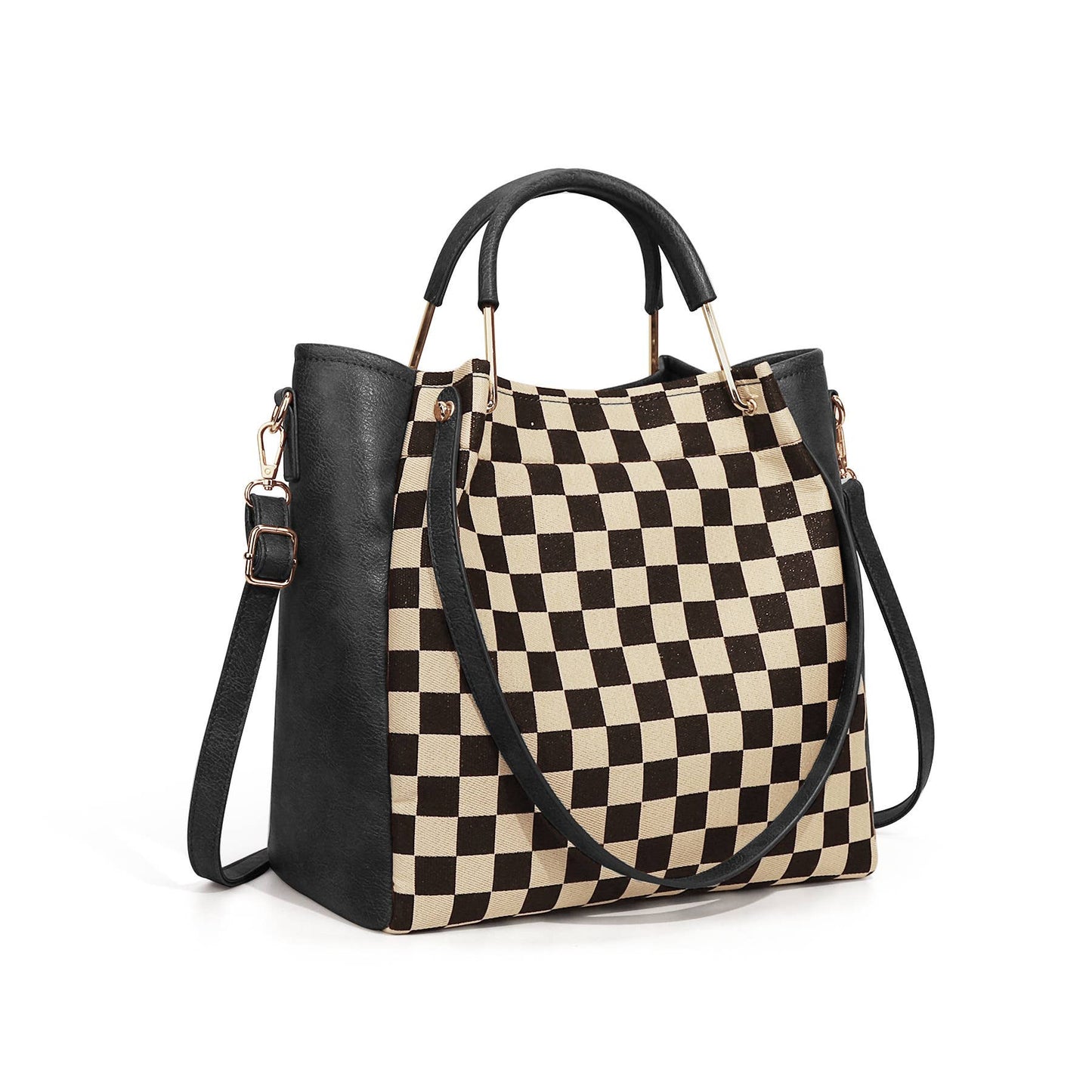 PU Checkered Handbag Tote Crossbody