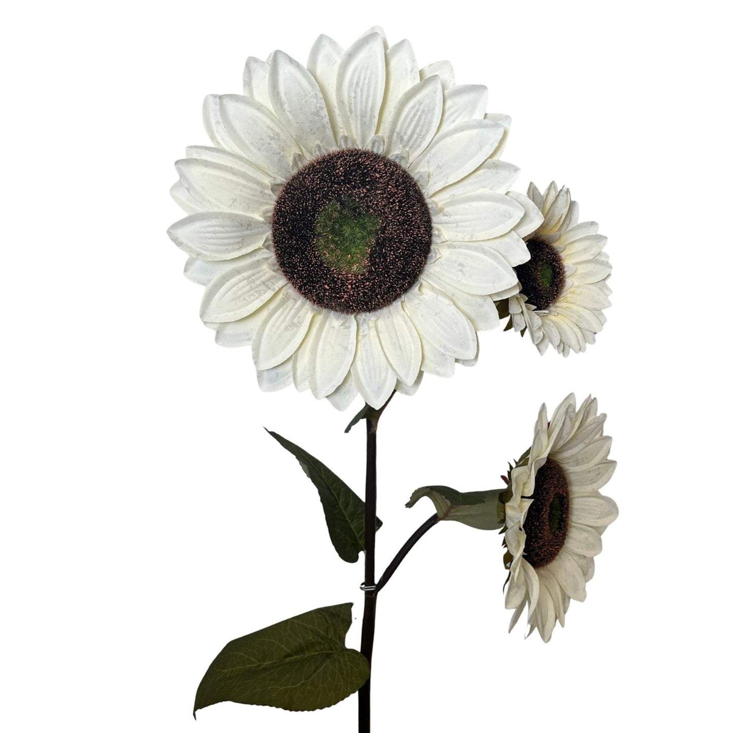 Giant Vintage Fabric Sunflower Spray x3 - 52" - Ivory
