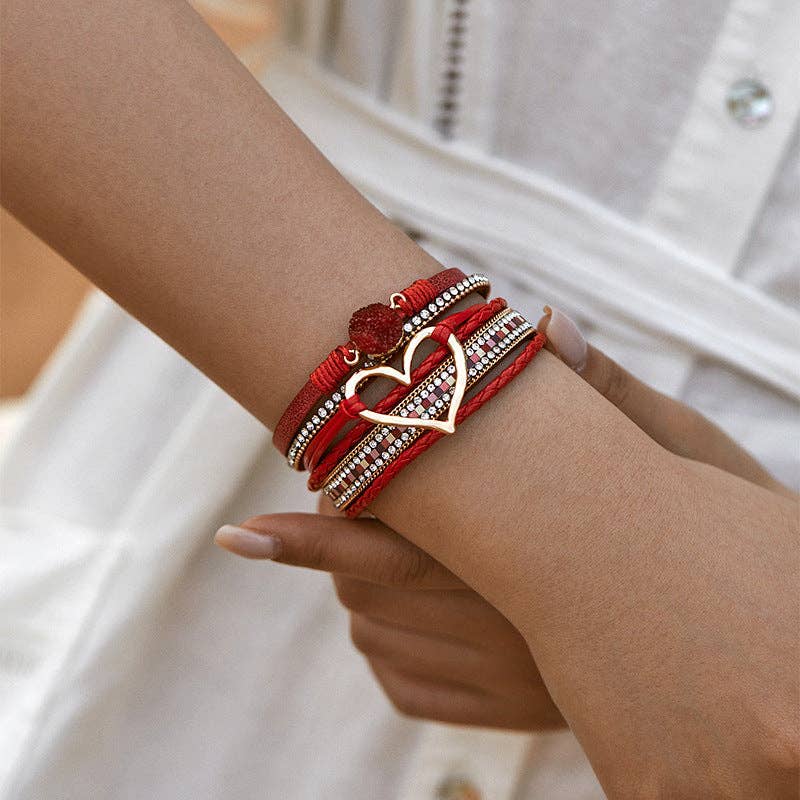 Rhinestone Bohemian Layered Love Bracelet DP25B588