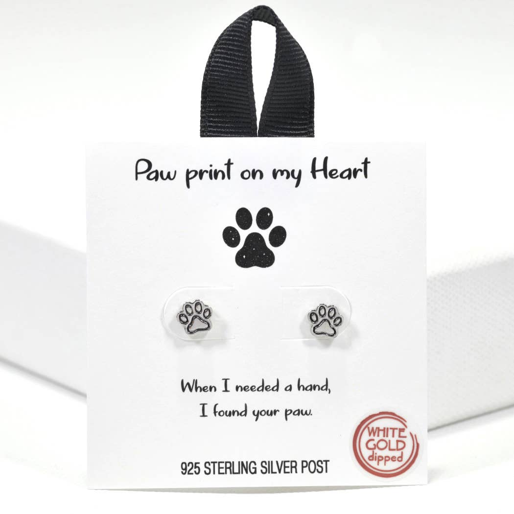Paw print stud earring 925 sterling silver post